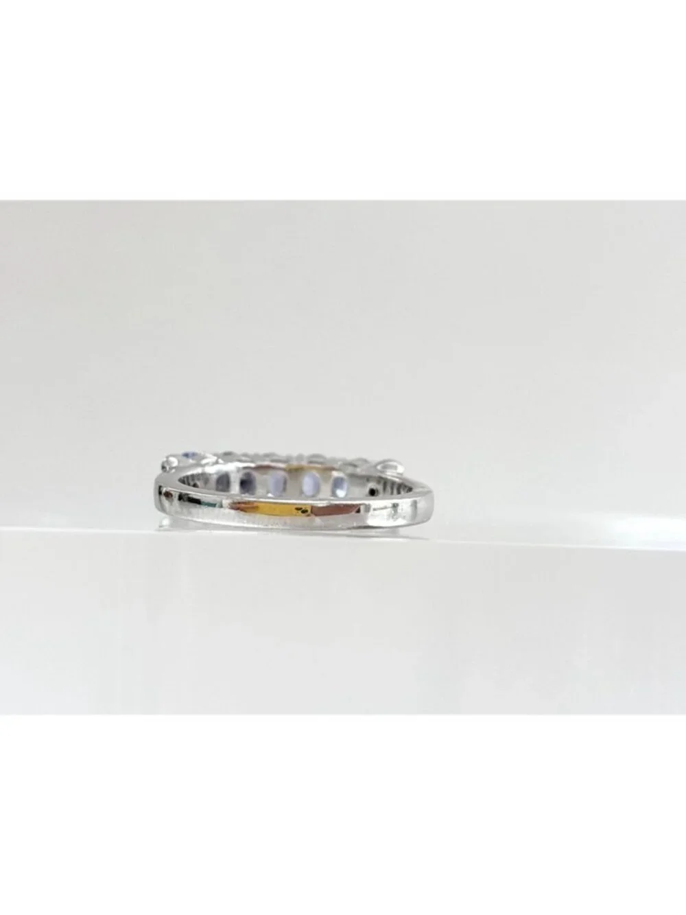 Tanzanite Gemstone Oval Cut Row Set Sterling Silver 925 Vintage Ring - sz 8